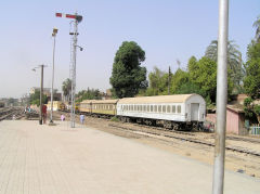 Clerestory coach at South end of station, Luxor, June 2010